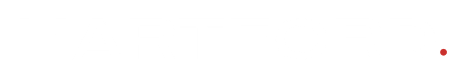 The new Hartford wordmark: HARTFORD set in heavy expanded uppercase with a small red tally dot.